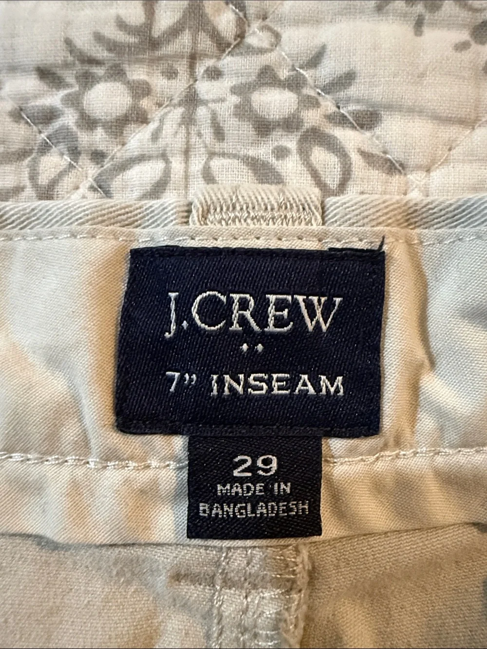 J. Crew 29 inch, 7 inseam Tan chino Shorts
